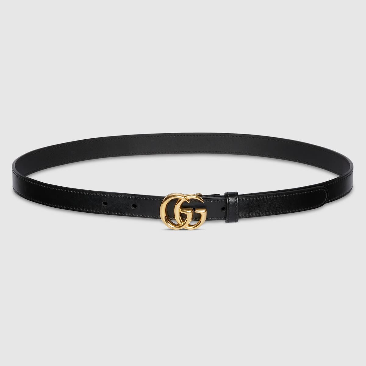 GG Marmont thin leather belt with shiny buckle
